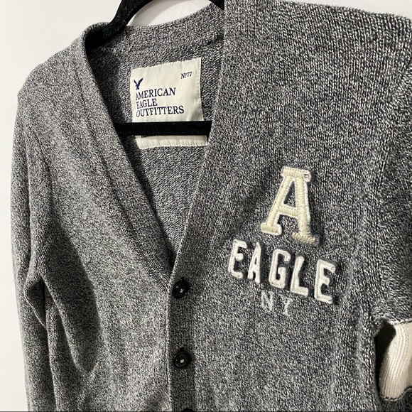 American Eagle Grey & White Knit Cardigan | XSmall - Picture 3 of 7